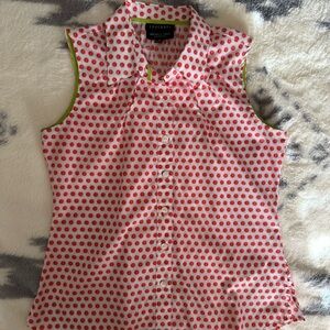 Foxcroft Sleeveless Button Down Shirt - orange pattern